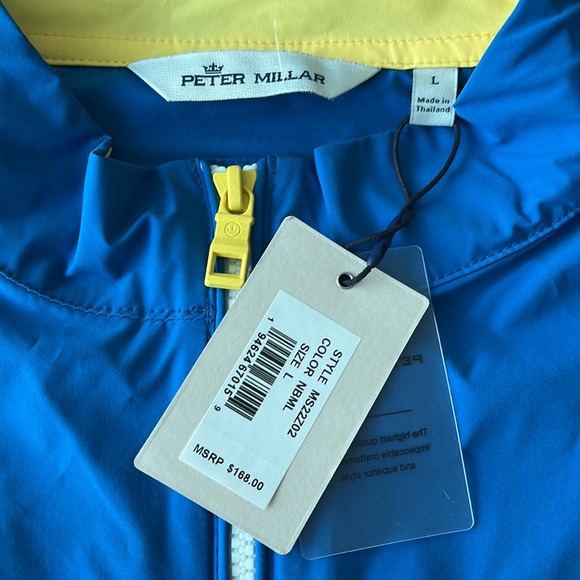 NWT Peter Millar size large Crown Men's Sailing Vest blue/white/yellow - Picture 3 of 5